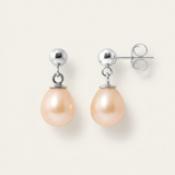 Boucle d'Oreilles MINÉA | Or Blanc & Perles de Cultures Roses