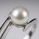 Bague ZIGZAG | Or Blanc & Perle de Culture Blanche