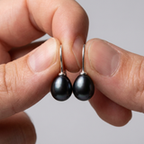 Boucles d'Oreilles DIANA | Argent & Perles de Culture Black Tahiti