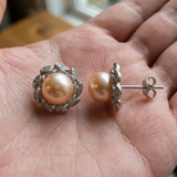 Boucles d'Oreilles Fleur NOHEA | Perles Roses