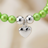 Bracelet Porte Bonheur Coeur - Perles d'Eau Douce Vertes