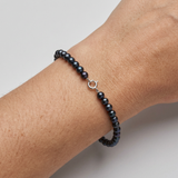 Bracelet NOELYSE | Or Blanc & Perles Noires