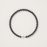 Bracelet NOELYSE | Or Blanc & Perles Noires