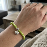 Bracelet Porte Bonheur Coeur - Perles d'Eau Douce Vertes