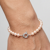 Bracelet NOELYSE | Argent & Perles Roses | 6/7 mm | Fermoir Anneau