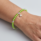 Bracelet Porte Bonheur Etoile - Perles d'Eau Douce Vertes