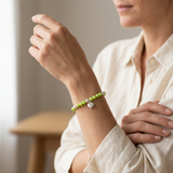 Bracelet Porte Bonheur Coeur - Perles d'Eau Douce Vertes