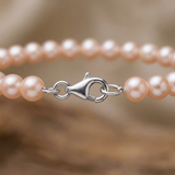 Bracelet NOELYSE | Argent & Perles Roses | 5/6 mm | Fermoir Mousqueton