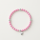 Bracelet Porte Bonheur Coeur - Perles d'Eau Douce Roses Fushia