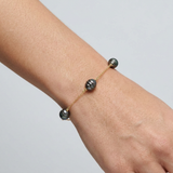 Bracelet Or Jaune & 3 Perles de Tahiti - 8/9mm