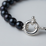 Bracelet NOELYSE | Argent & Perles Noires | 6/7 mm | Fermoir Anneau Marin