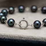 Bracelet NOELYSE | Or Blanc & Perles Noires