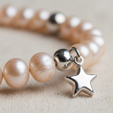 Bracelet Porte Bonheur Etoile - Perles d'Eau Douce Roses
