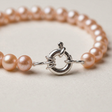Bracelet NOELYSE | Argent & Perles Roses | 6/7 mm | Fermoir Anneau
