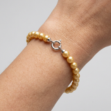 Bracelet NOELYSE | Or Blanc & Perles Dorées