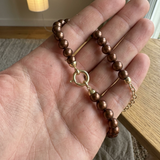 Bracelet NOELYSE | Or Jaune & Perles Chocolats