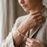Bracelet Porte Bonheur Coeur - Perles d'Eau Douce Roses