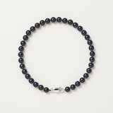 Bracelet NOELYSE | Argent & Perles Noires | 5/6 mm | Fermoir Mousqueton