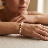 Bracelet NOELYSE | Argent & Perles Roses | 5/6 mm | Fermoir Mousqueton
