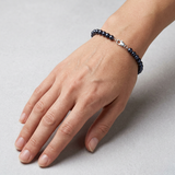 Bracelet NOELYSE | Argent & Perles Noires | 5/6 mm | Fermoir Mousqueton