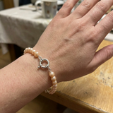 Bracelet NOELYSE | Argent & Perles Roses | 6/7 mm | Fermoir Anneau