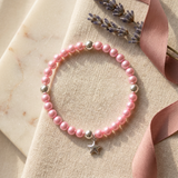 Bracelet Porte Bonheur Etoile - Perles d'Eau Douce Roses Fushia