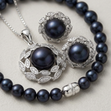 Parure Black Tahiti — Collier, Boucles & Bracelet