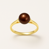 Bague DUCHESSE | Or Jaune & Perle de Culture Chocolat