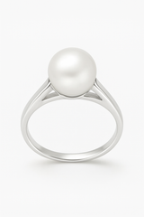 Bague IRINA | Or Blanc & Perle de Culture Blanche - 8/9mm