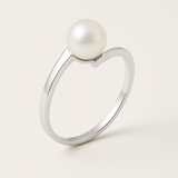 Bague ZIGZAG | Or Blanc & Perle de Culture Blanche