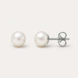 Boucle d'Oreilles Bouton AYA | Argent & Perles de Culture Blanches 6/7mm