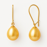 Boucles d'Oreilles TEHANI | Or Jaune & Perles de Culture Poire Dorée