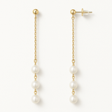Boucles d'oreilles pendantes FAHINIA | Or Jaune & Perles de Culture Blanches