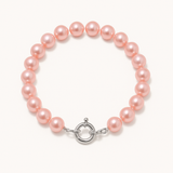 Bracelet en argent 925 avec perles roses 6/7 mm et fermoir anneau.