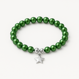 Bracelet Etoile - Perle d'Eau Douce Verte Ronde 5-6 mm