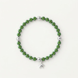Bracelet en argent 925 avec perles d'eau douce vertes rondes et pendentif étoile.