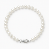 Bracelet NOELYSE | Argent & Perles Blanches | 5/6 mm | Fermoir Mousqueton