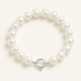 Bracelet NOELYSE | Argent & Perles Blanches | 9/10 mm | Fermoir Anneau