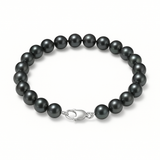 Bracelet NOELYSE | Argent & Perles Noires | 6/7 mm | Fermoir Mousqueton