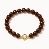 Bracelet NOELYSE | Or Jaune & Perles Chocolats