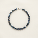 Bracelet en perles d'eau douce Black Tahiti avec fermoir mousqueton en argent 925.