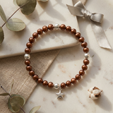 Bracelet perles d'eau douce chocolat argent 925 avec charm étoile.