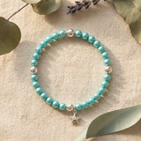 Bracelet perles d'eau douce bleu turquoise argent 925 avec charm étoile.