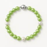 Bracelet Porte Bonheur - Perles d'Eau Douce Vertes & Blanches