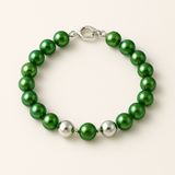 Bracelet Porte Bonheur - Perles d'Eau Douce Vertes et Blanches