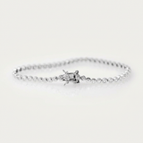 Bracelet rivière en argent 925 serti d'oxydes de zirconium ronds en chatons, avec fermoir.