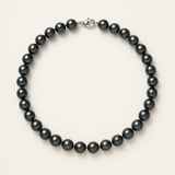 Collier NOELYSE | Argent & Perles Noires | 8/9 mm | Fermoir Mousqueton