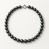 Collier NOELYSE | Or Blanc & Perles Noires | 6/7 mm
