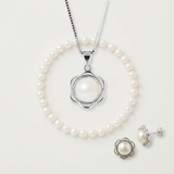 Parure Blanche — Collier, Boucles & Bracelet
