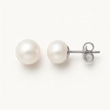 Puces d'oreilles NOELYSE | Or Blanc & Perles Blanches